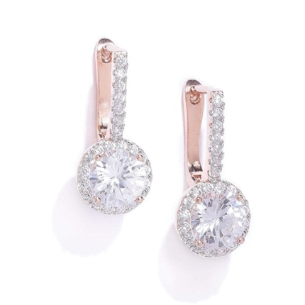 Pearls Glittering Cubic Zirconia Studded Rose Gold Bali Earring